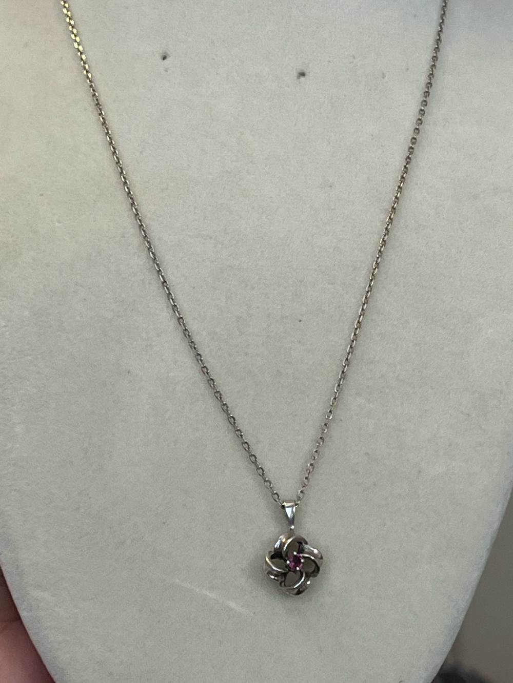 Sterling 925 Ruby solitaire pendant chain necklace 20”